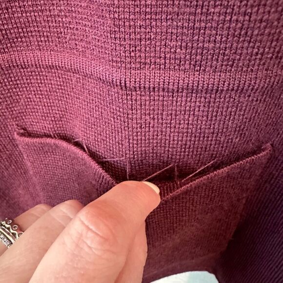 Talbots Woman Purple 100% Extra Fine Merino Wool Sweater Blazer - Size 1X - EUC - Picture 3 of 7